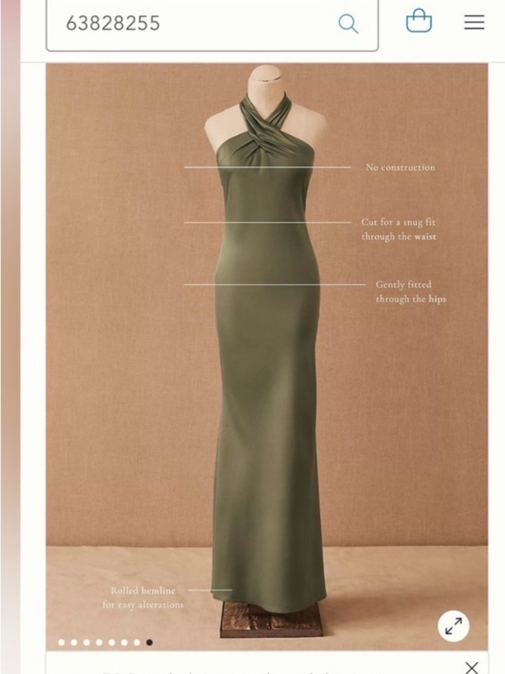 BHLDN Ruby Satin Charmuse Dress in Moss